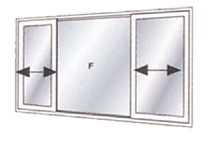 Ventana de PVC corrediza simple 3 paneles